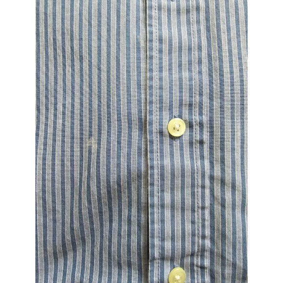 Arrow USA 1851 Shirt Men's L Blue White Casual Button Down Collared Striped - Picture 13 of 16